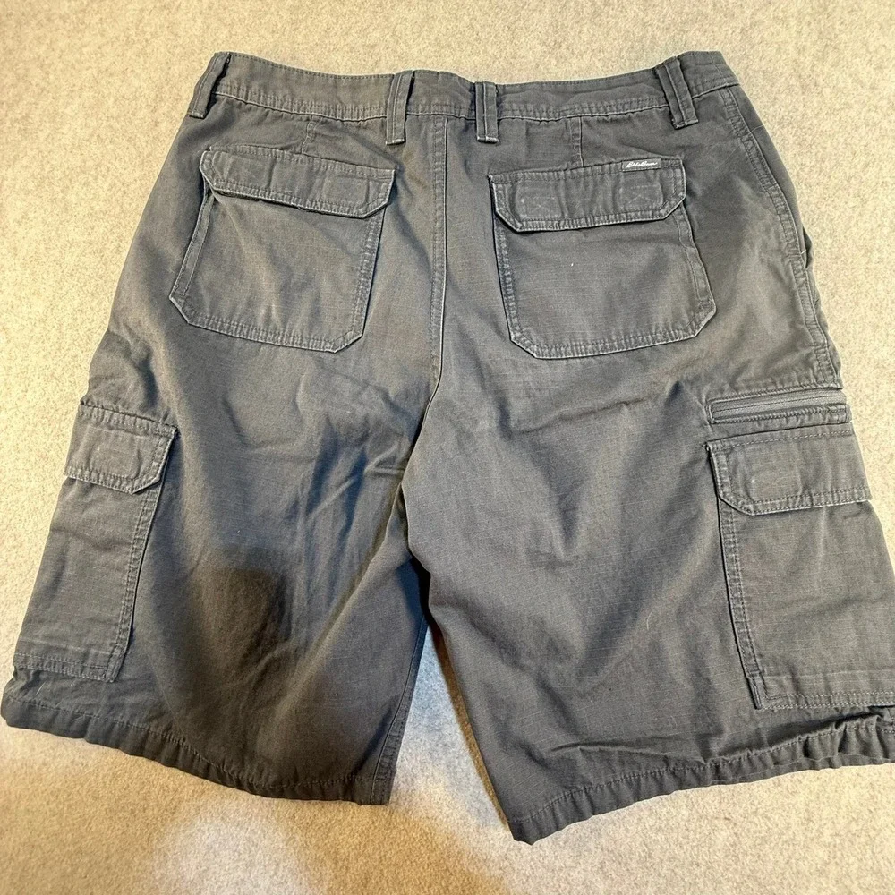 Eddie Bauer‎ Mens Cargo Shorts Size 35 Gray Ripstop Multi Pocket Outdoor Casual